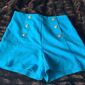 Zara super high waisted blue sailor shorts